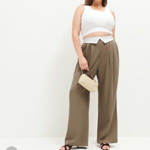 Reformation Stevie Mushroom Brown Women's Wide-Leg Pants size 8